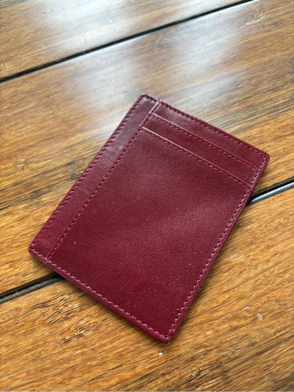 Portland Leather Card Wallet Holder Saddlestone Vertical Red Rock